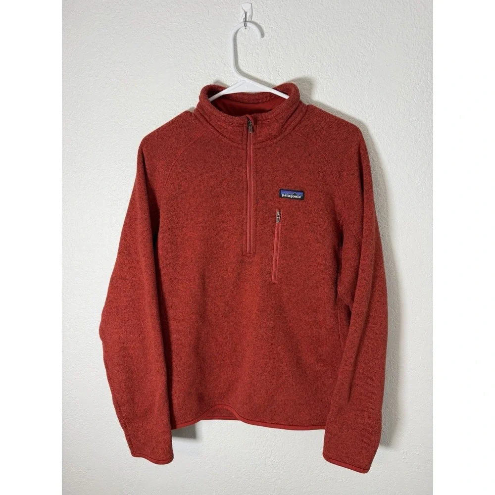 Patagonia Men's M Red Better Sweater 1/4 Zip Fleece Pullover Jacket STY 25522